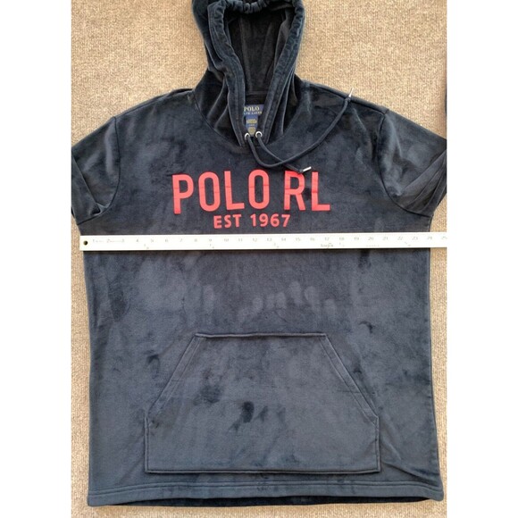Polo Ralph Lauren Plush Hoodie Mens L Velour Long Sleeve Relaxed Lounge Sleep - Picture 4 of 7